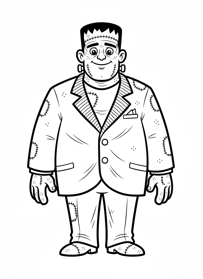 Victor the Friendly Monster - Black & White Illustration