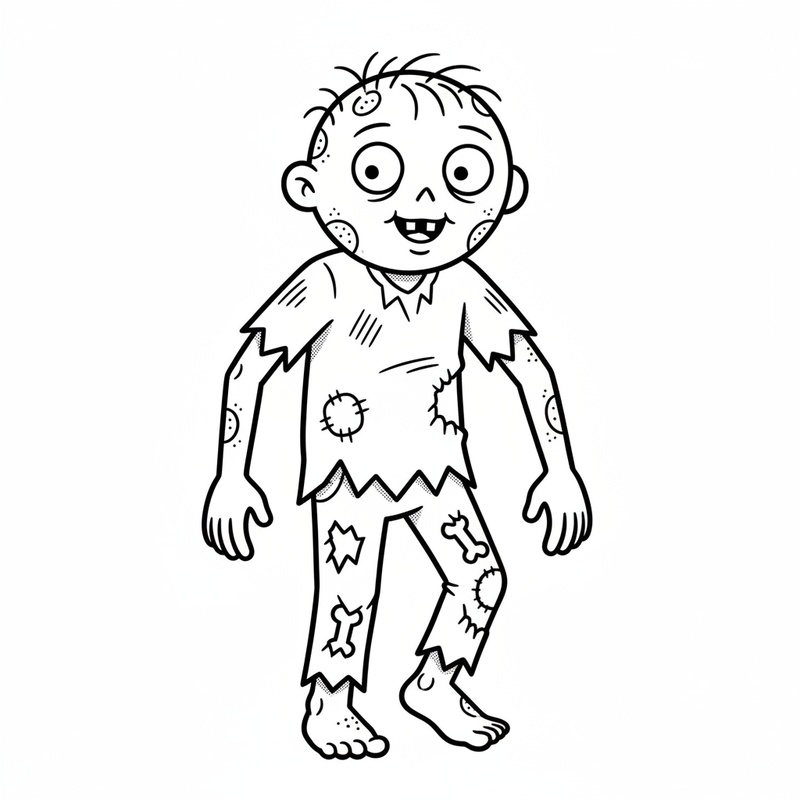 Shamble the Zombie in Classic Coloring Book - Black & White Illustration