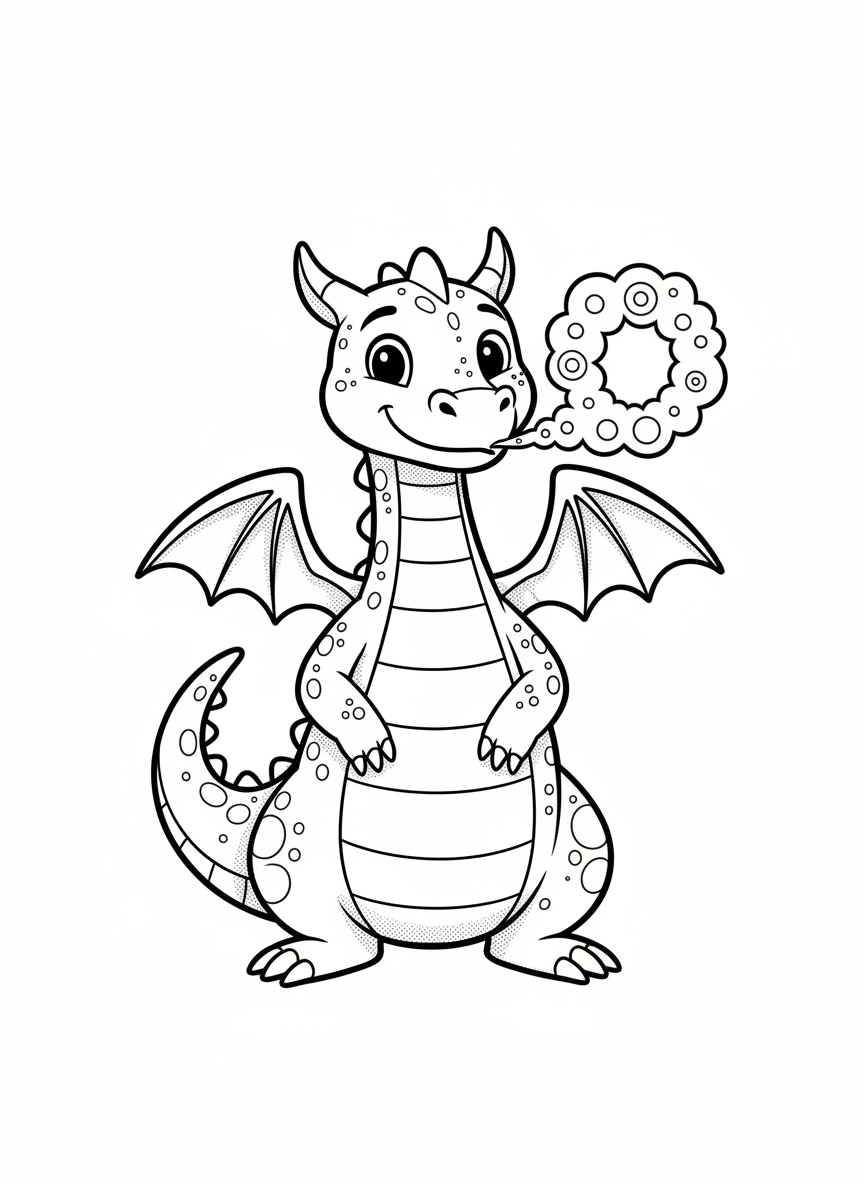 Puff the Friendly Dragon - Black & White Illustration