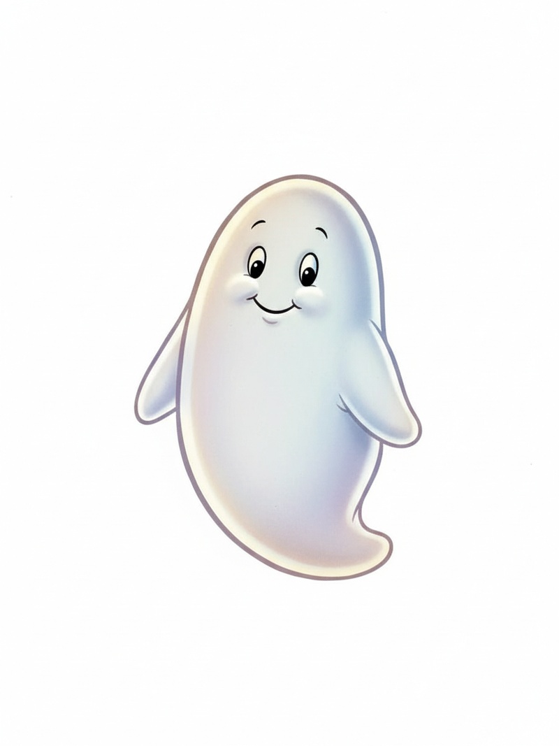 Casper the Friendly Ghost in Vintage Storybook - Full Colored Illustration