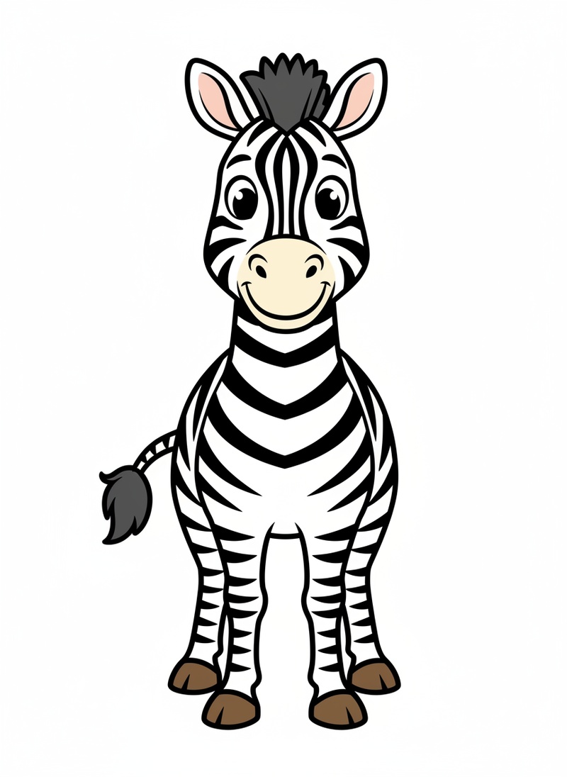 Zippy the Zebra in Classic Coloring Book - Full Colored Illustration