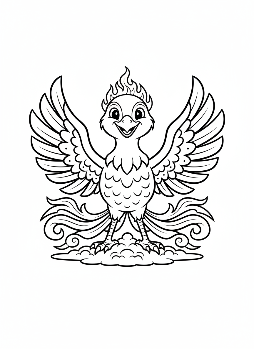Blaze the Phoenix - Black & White Illustration