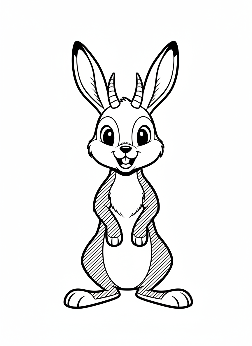 Hopper the Jackalope - Black & White Illustration