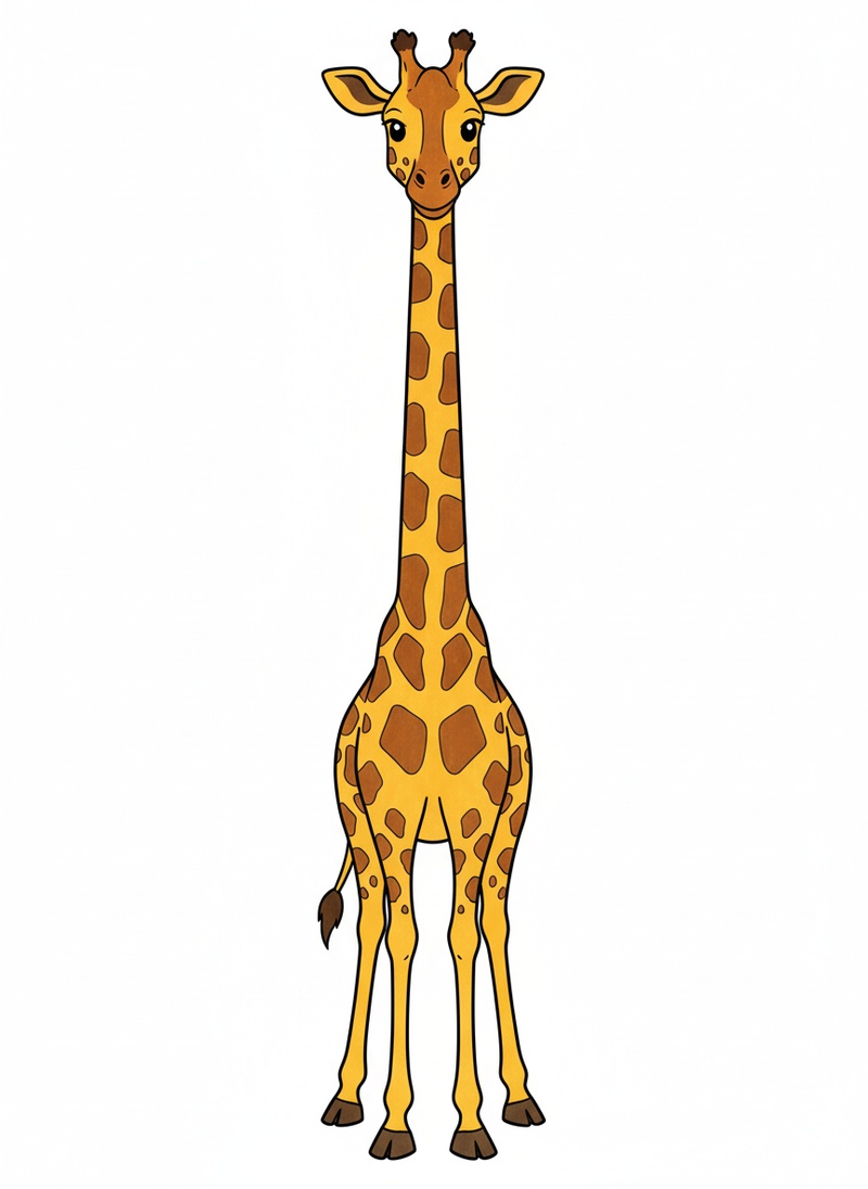Stretch the Giraffe in Classic Coloring Book - Full Colored Illustration