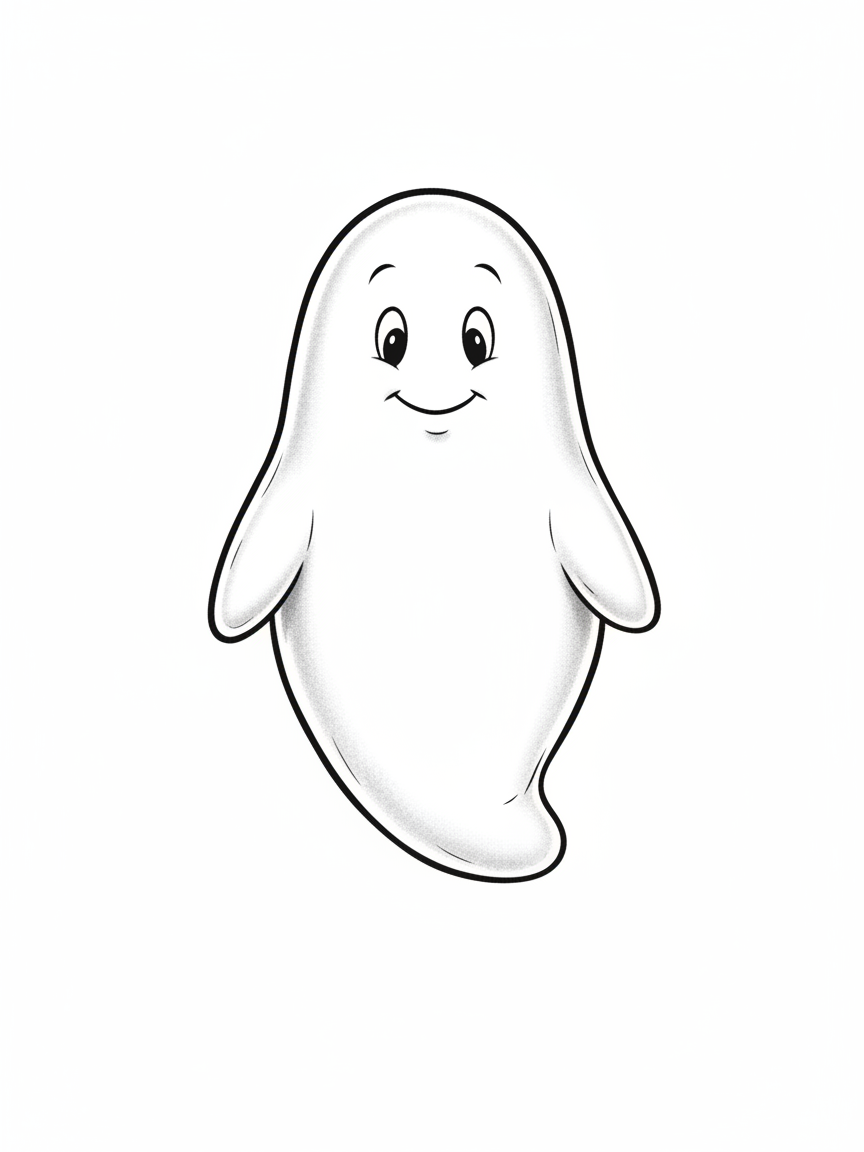Casper the Friendly Ghost - Black & White Illustration