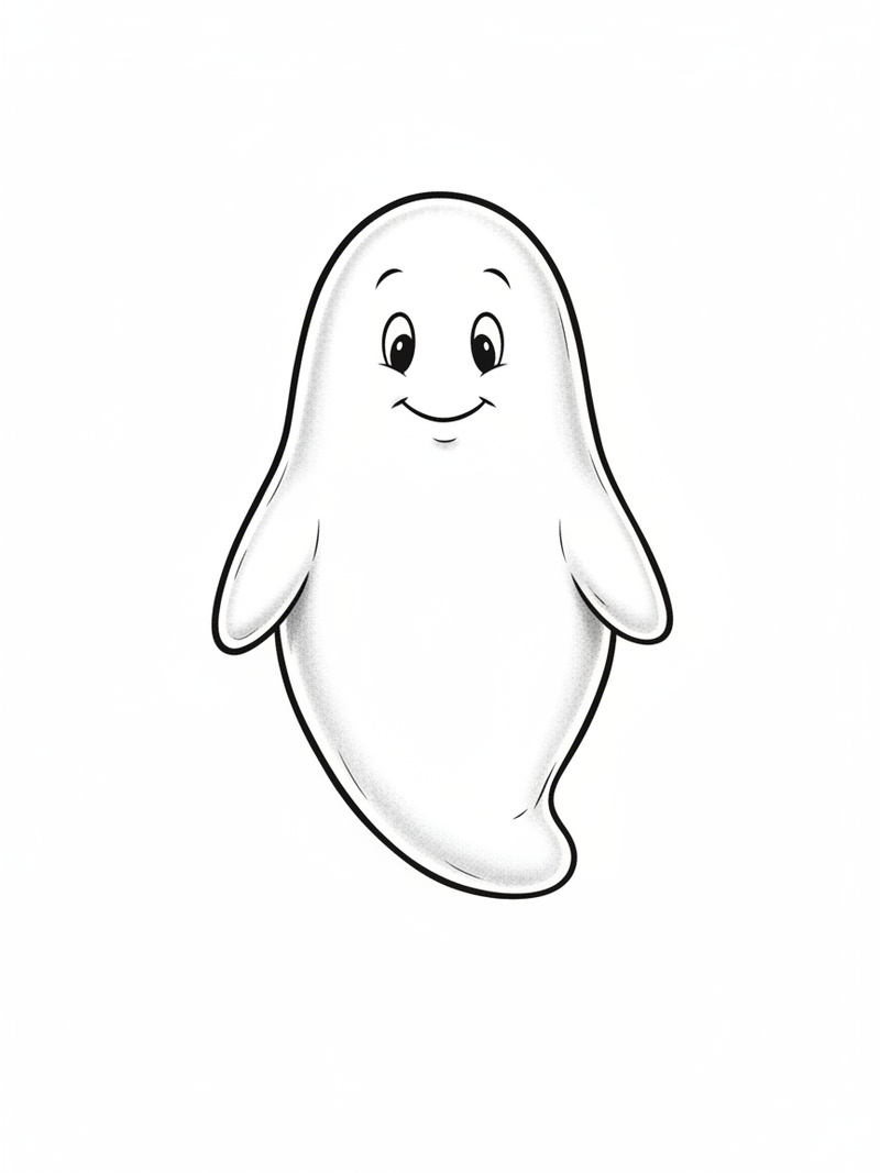 Casper the Friendly Ghost in Vintage Storybook - Black & White Illustration