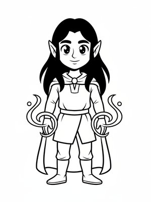 Thorn the Dark Elf in Classic Coloring Book