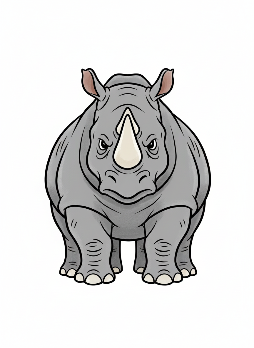 Rhino the Tough Rhinoceros - Full Colored Illustration