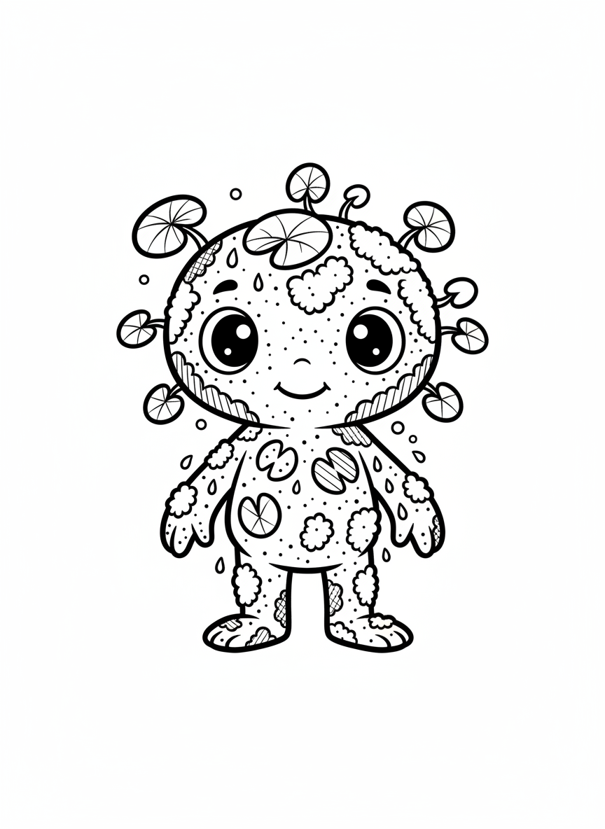 Mossy the Swamp Sprite - Black & White Illustration