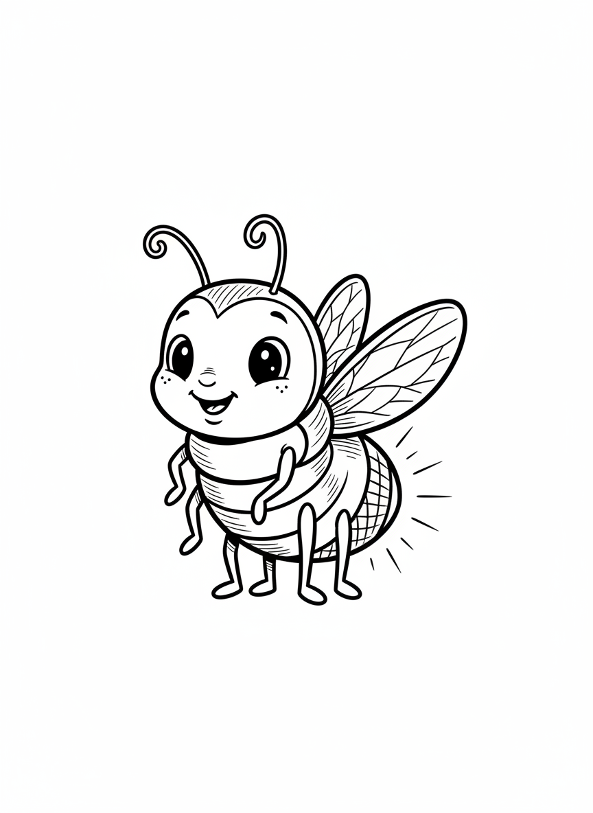 Glow the Firefly - Black & White Illustration