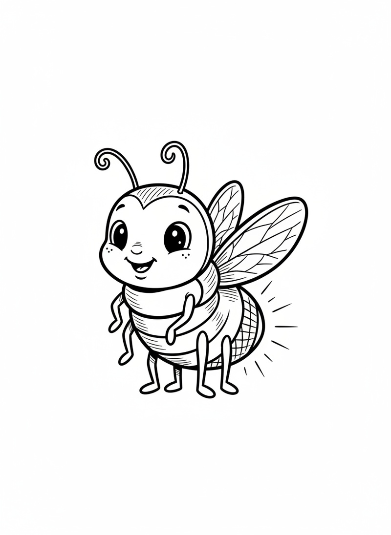 Glow the Firefly in Classic Coloring Book - Black & White Illustration