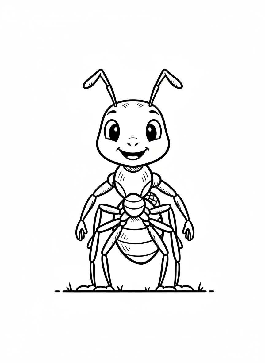March the Ant - Black & White Illustration
