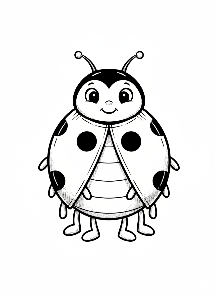 Lady the Ladybug - Black & White Illustration