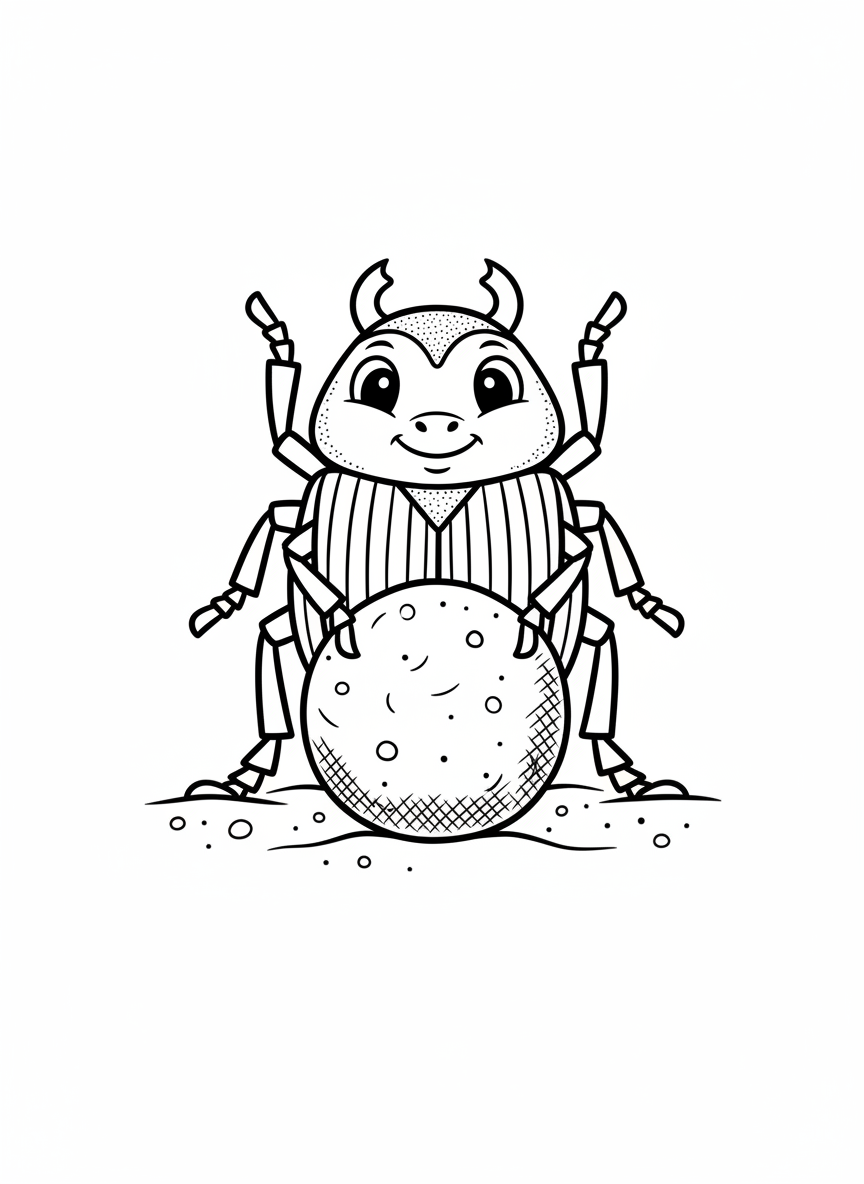 Scarab the Beetle - Black & White Illustration