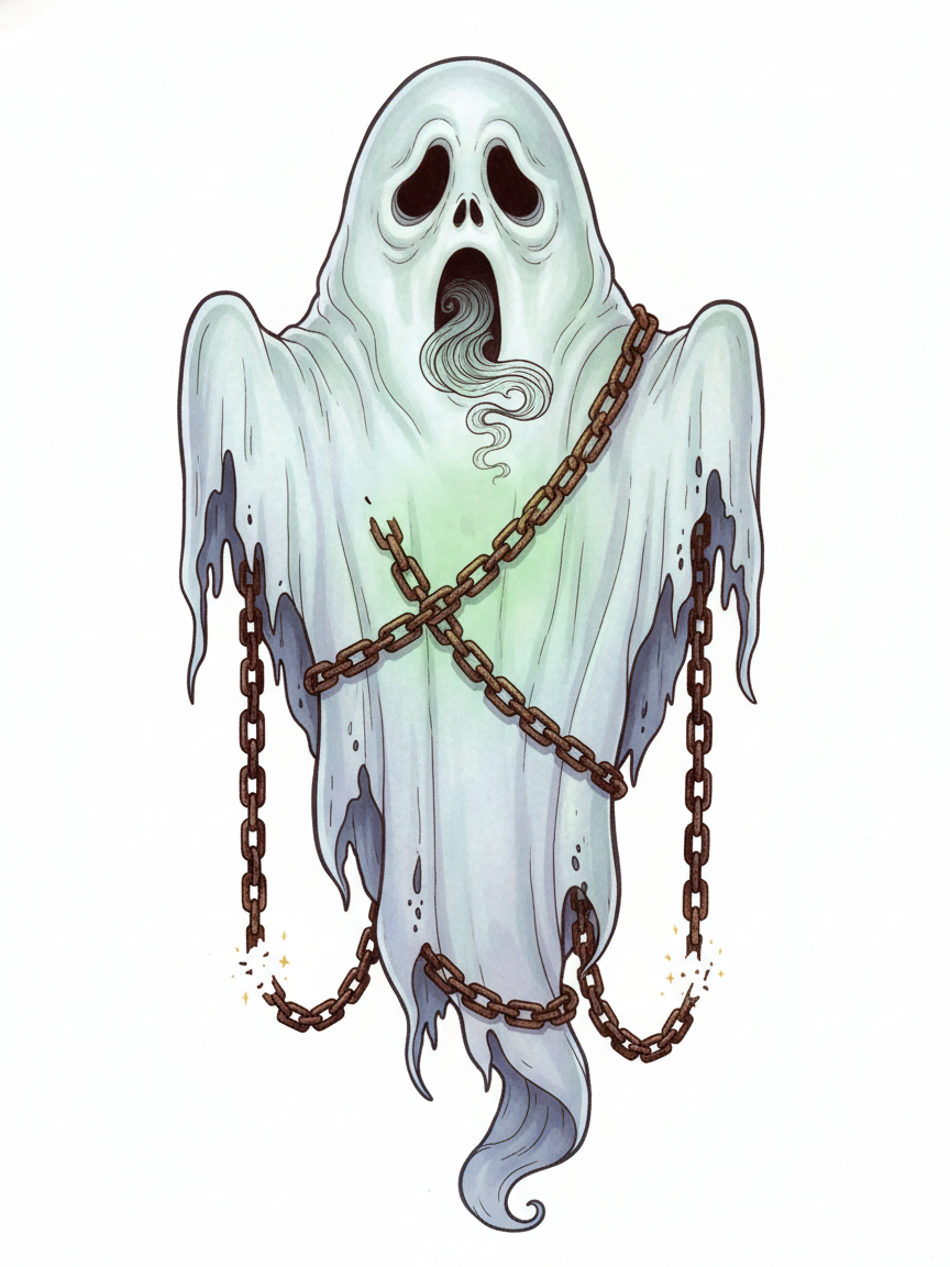 Spook the Scary Ghost - Full Colored Illustration