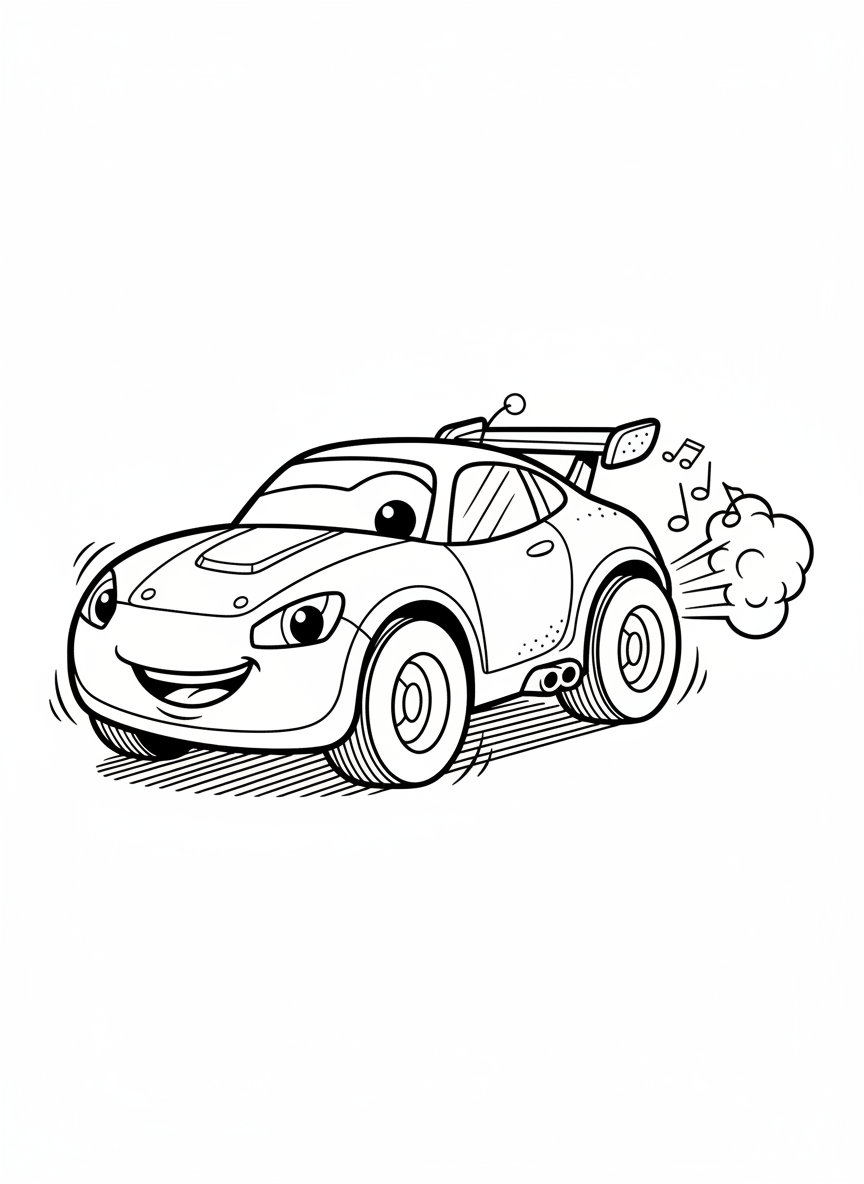 Zippy the RC Car - Black & White Illustration