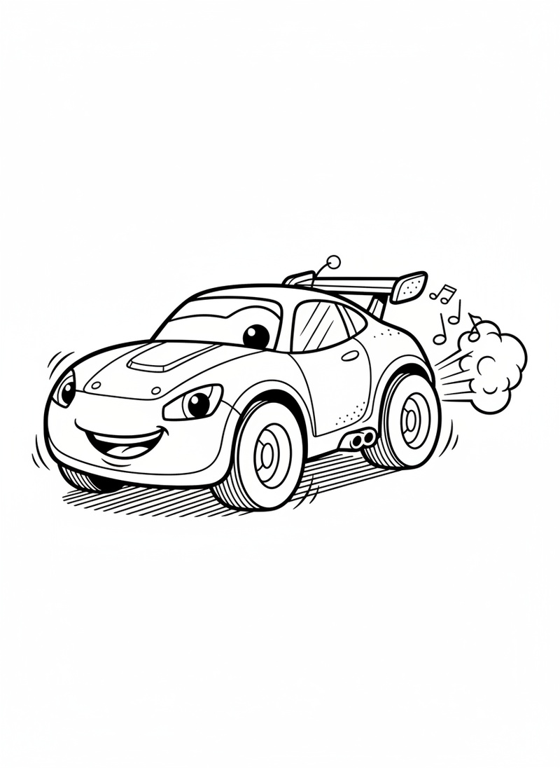 Zippy the RC Car in Classic Coloring Book - Black & White Illustration