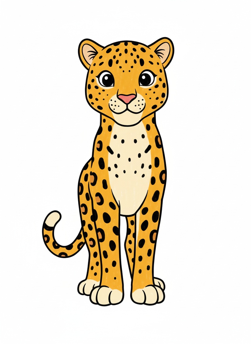 Spots the Leopard in Classic Coloring Book - Full Colored Illustration