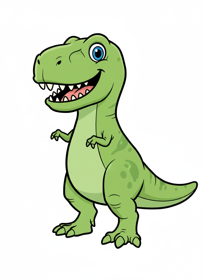Dexter the Friendly Dinosaur - Full Colored Illustration