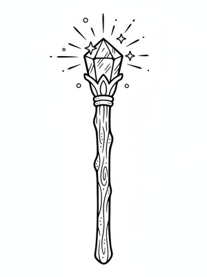 Ancient Magic Wand in Classic Coloring Book