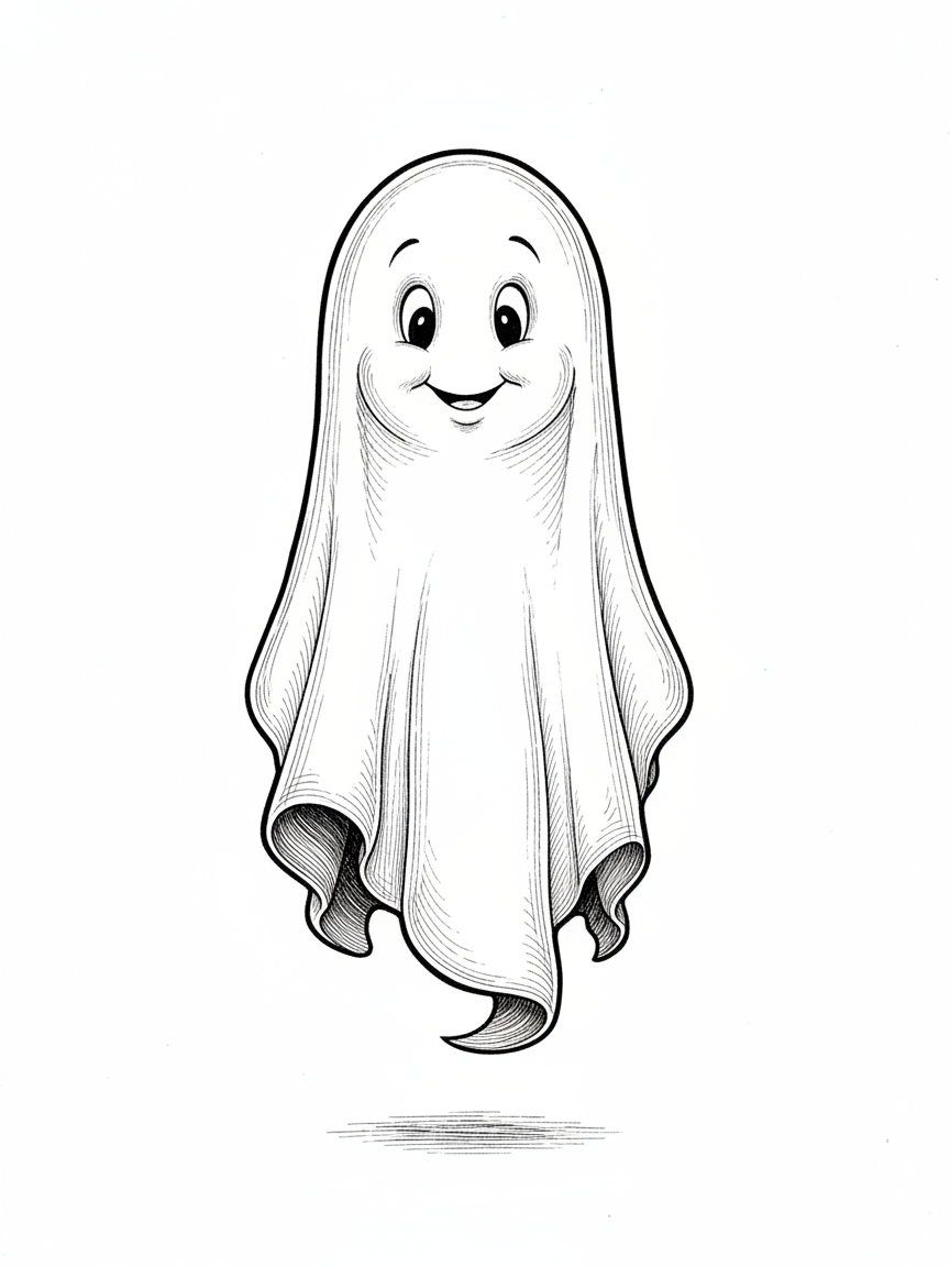 Casper the Friendly Ghost - Black & White Illustration