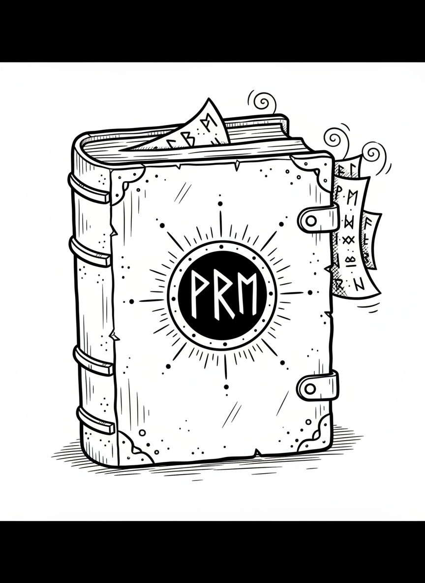 Spell Book of Secrets - Black & White Illustration