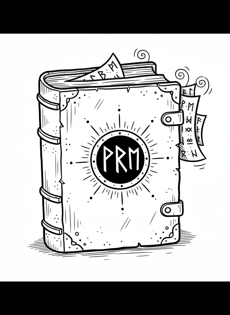 Spell Book of Secrets in Classic Coloring Book - Black & White Illustration