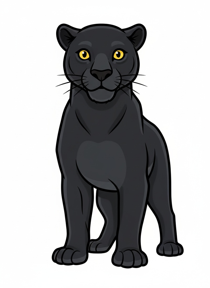 Shadow the Black Panther in Classic Coloring Book - Full Colored Illustration