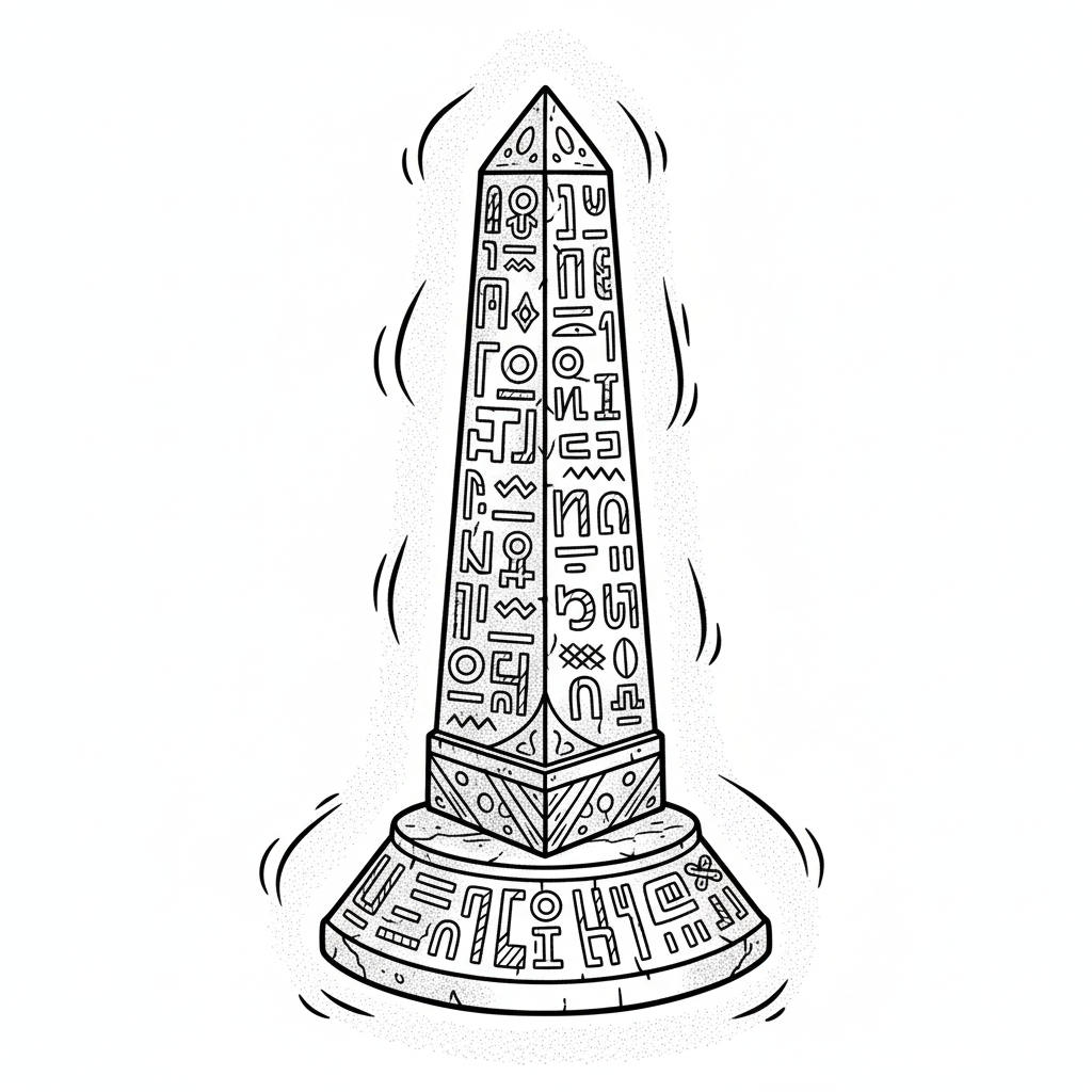 Mysterious Ancient Artifact - Black & White Illustration