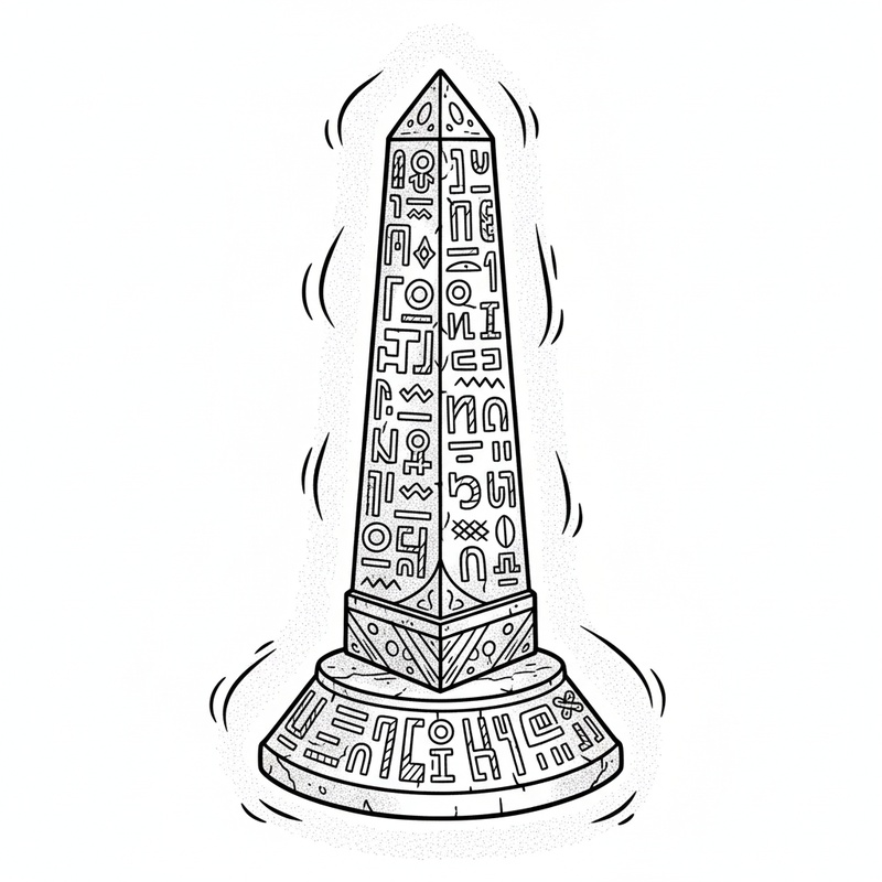 Mysterious Ancient Artifact in Classic Coloring Book - Black & White Illustration