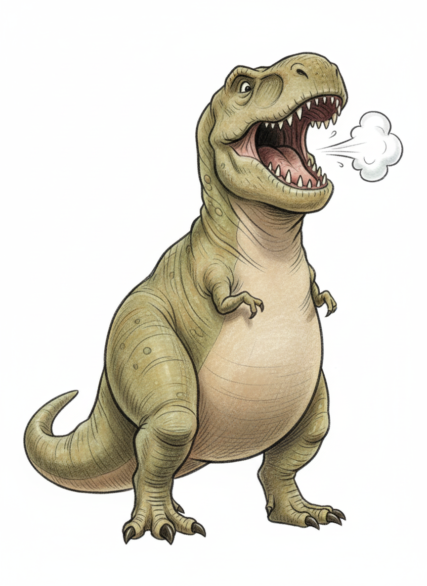 Rex the Fierce T-Rex - Full Colored Illustration