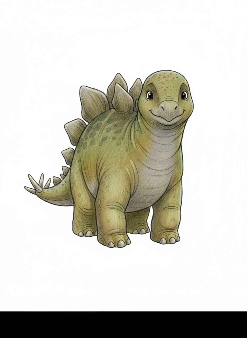 Spike the Stegosaurus - Full Colored Illustration