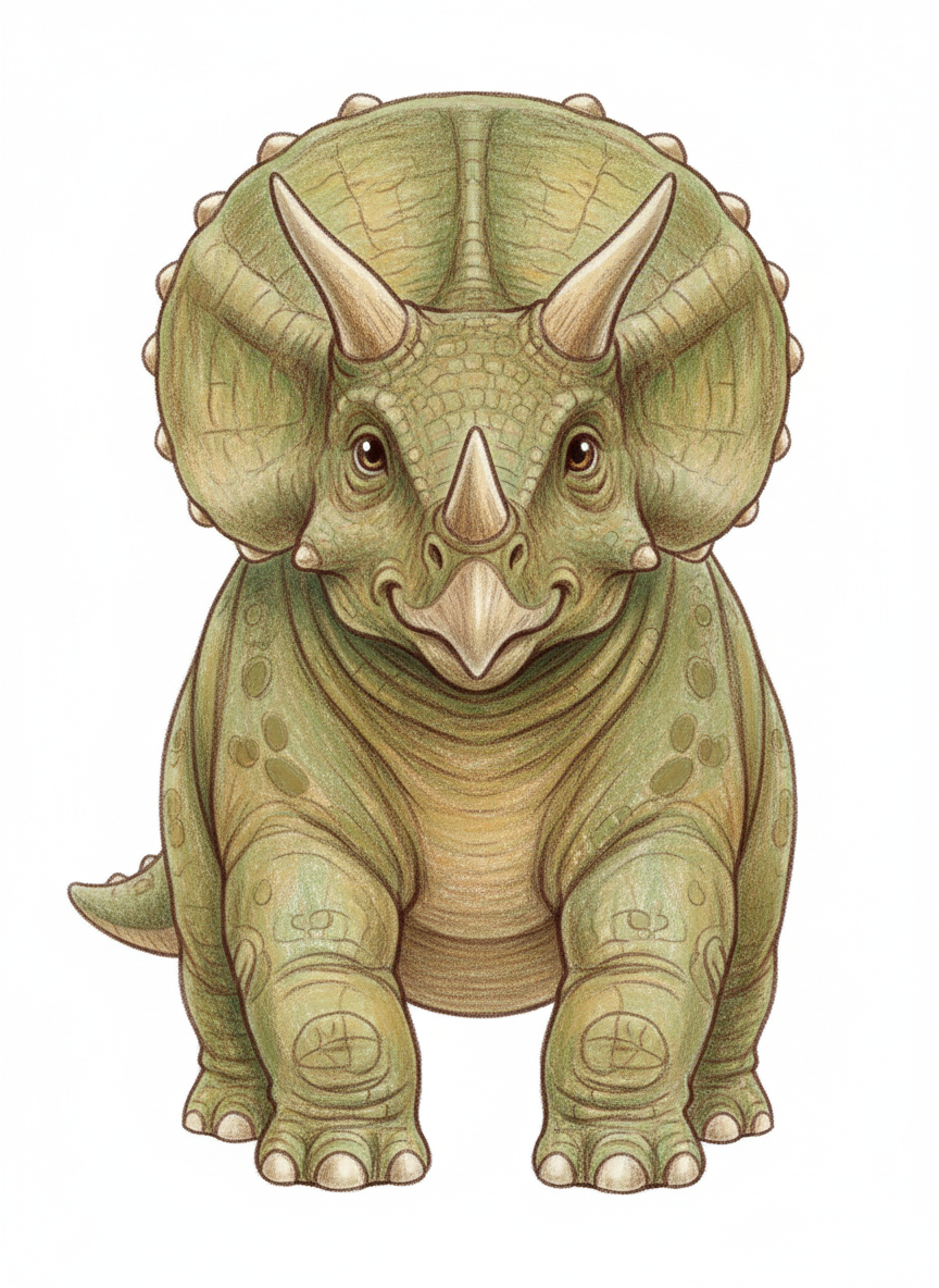 Trixie the Triceratops - Full Colored Illustration