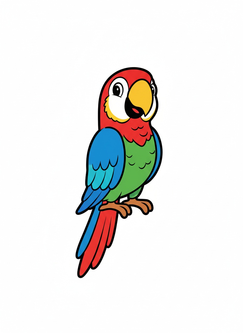 Chatter the Parrot in Classic Coloring Book - Full Colored Illustration