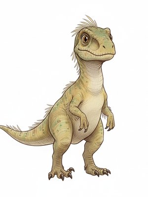 Striker the Pack Raptor in Gentle Pencil - Full Colored Illustration