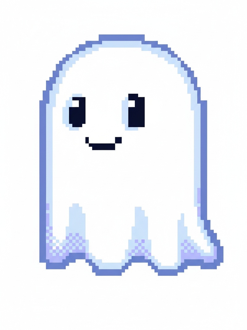 Casper the Friendly Ghost in Pixel Art - Full Colored Illustration