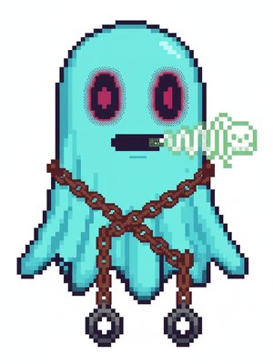 Spook the Scary Ghost in Pixel Art - Full Colored Illustration