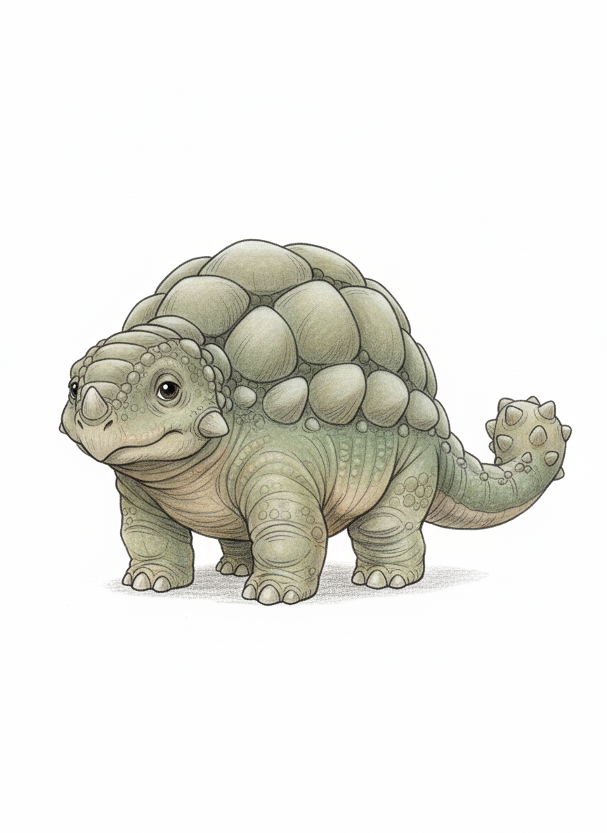 Tank the Ankylosaurus - Full Colored Illustration