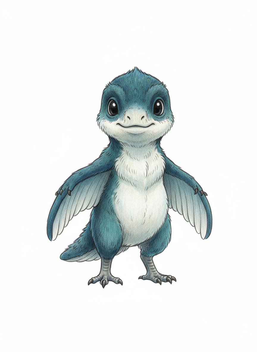 Pounce the Microraptor - Full Colored Illustration