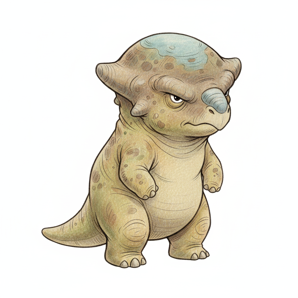Pluto the Pachycephalosaurus - Full Colored Illustration