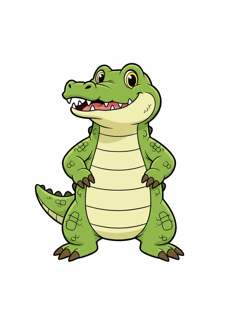 Snap the Crocodile in Classic Coloring Book - Full Colored Illustration