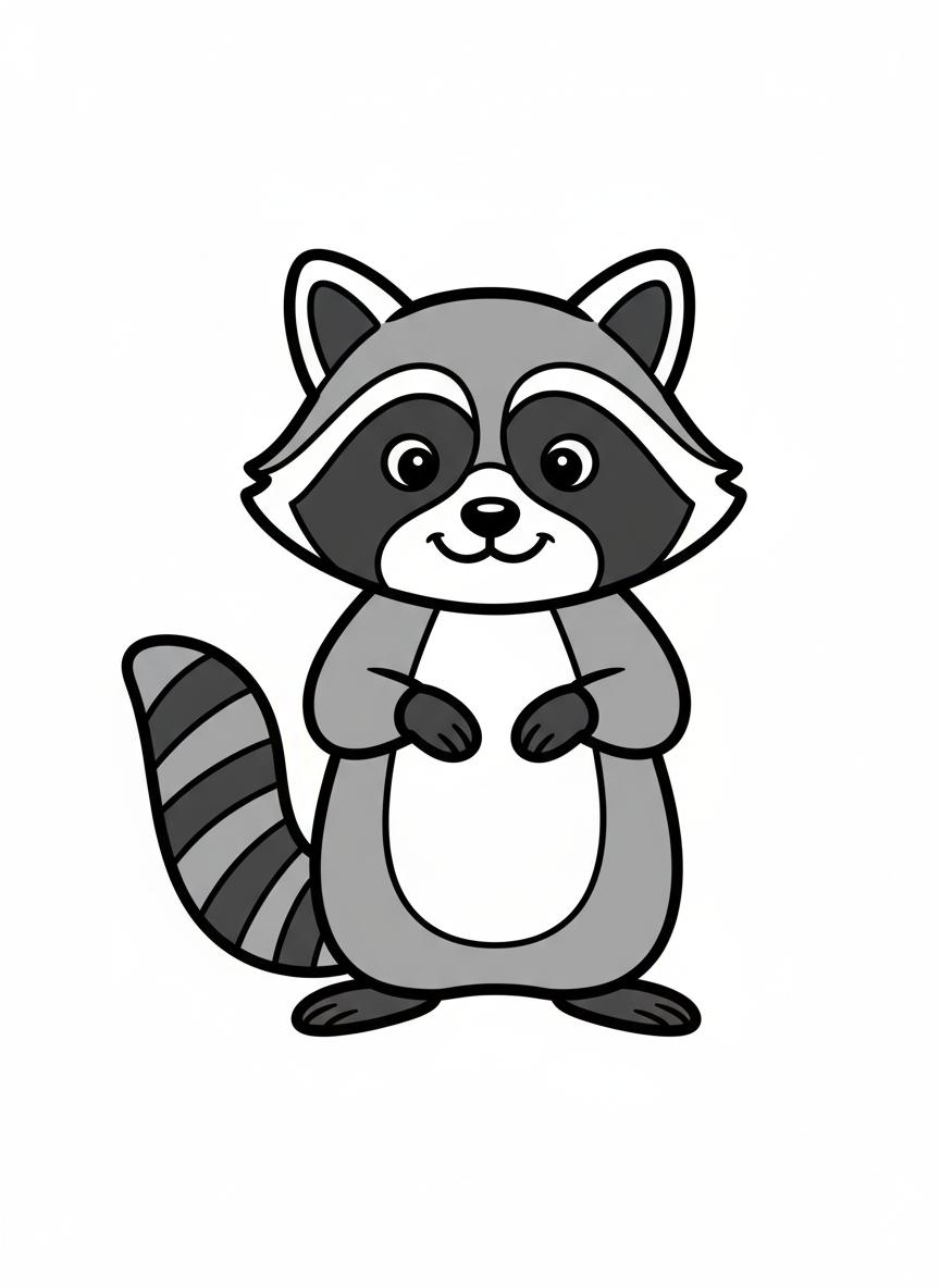 Bandit the Raccoon - Full Colored Illustration