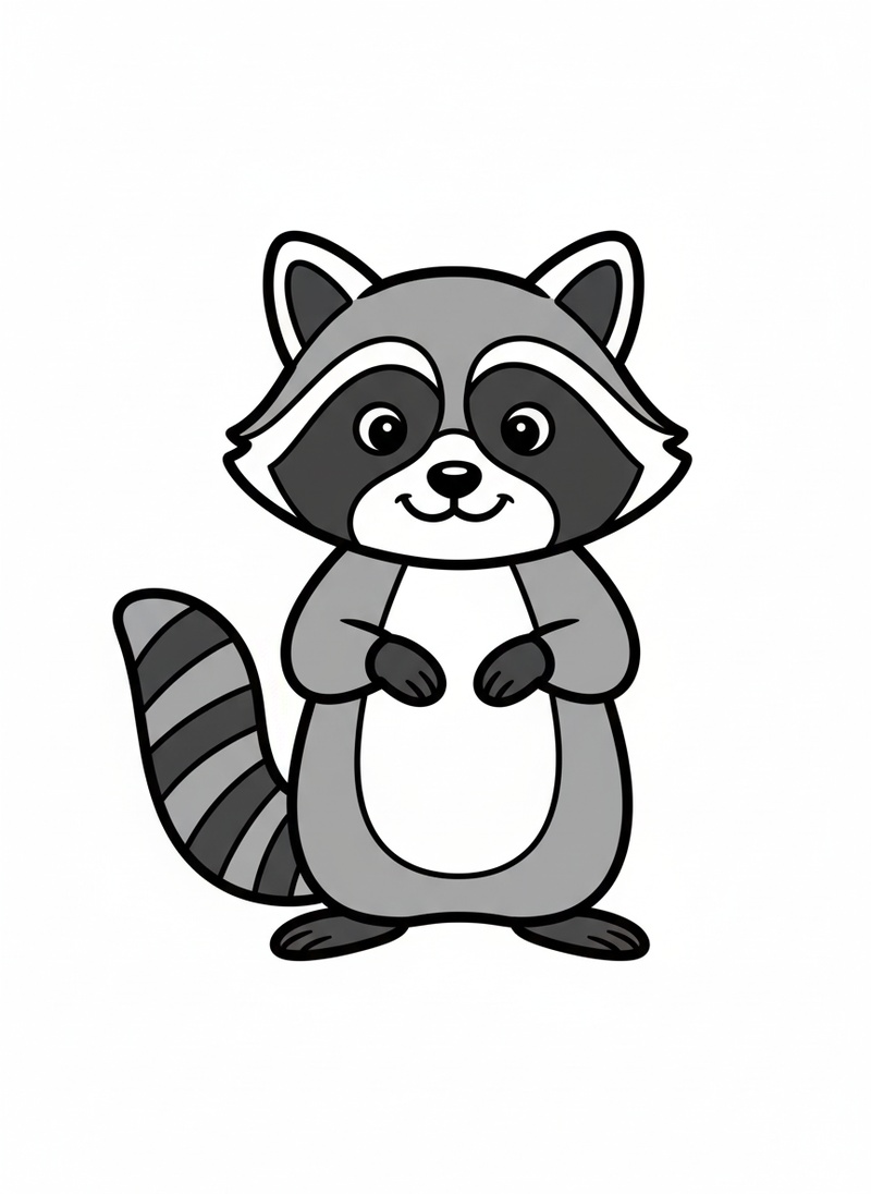Bandit the Raccoon in Classic Coloring Book - Full Colored Illustration