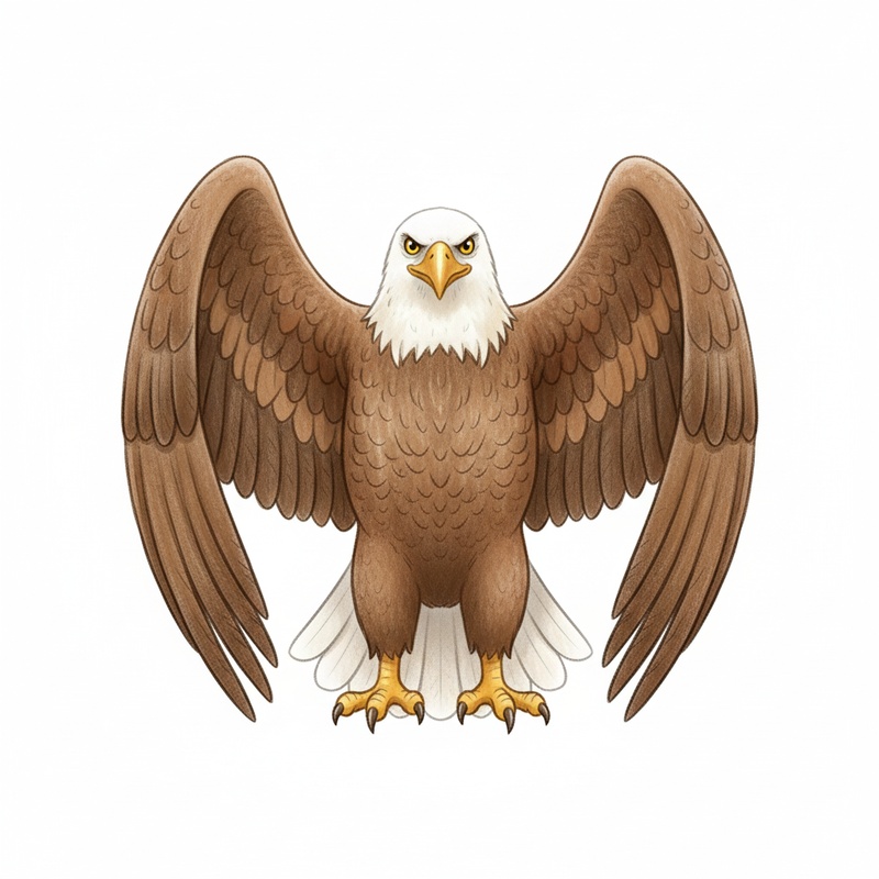 Liberty the Soaring Eagle in Gentle Pencil - Full Colored Illustration