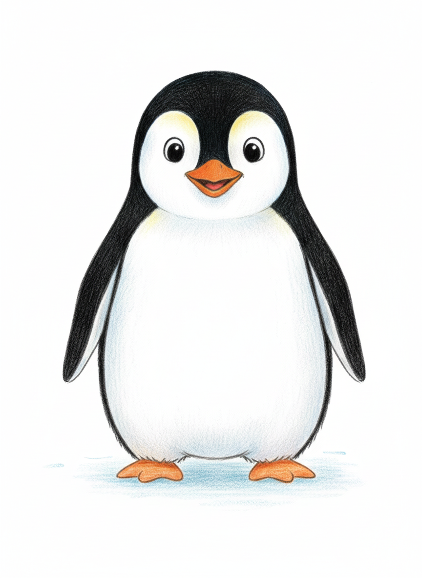 Waddle the Penguin - Full Colored Illustration