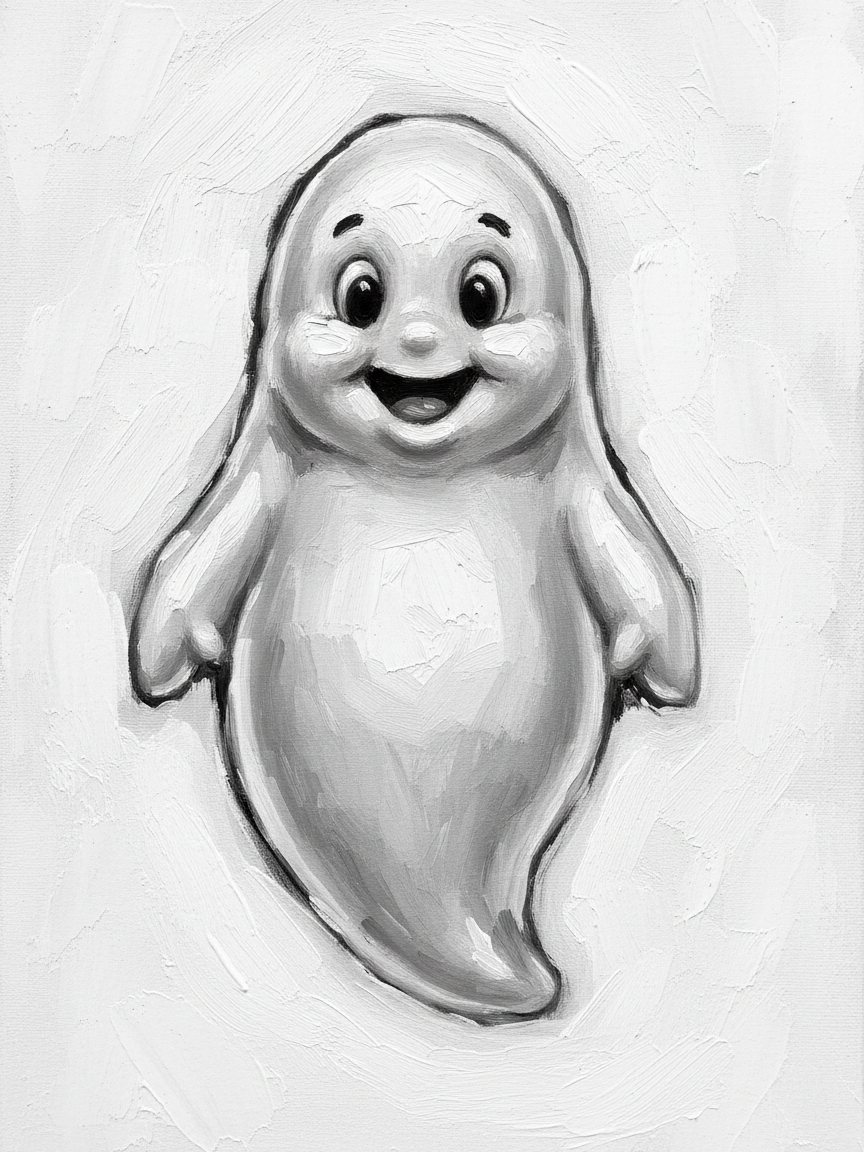 Casper the Friendly Ghost - Black & White Illustration