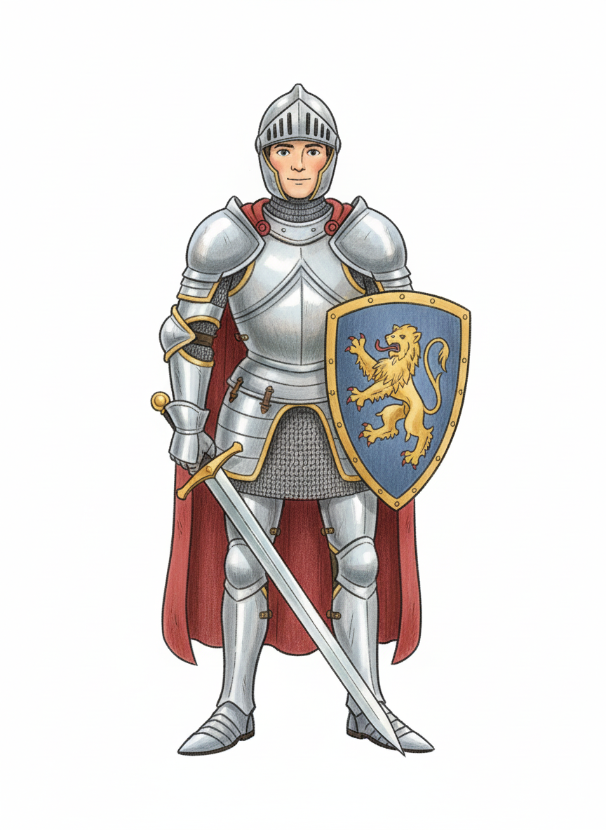 Sir Brave the Noble Knight - Full Colored Illustration