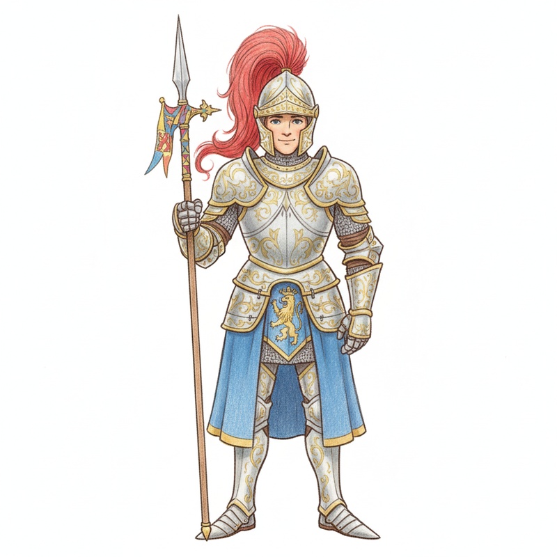 Sir Lancelot the Champion in Gentle Pencil - Full Colored Illustration