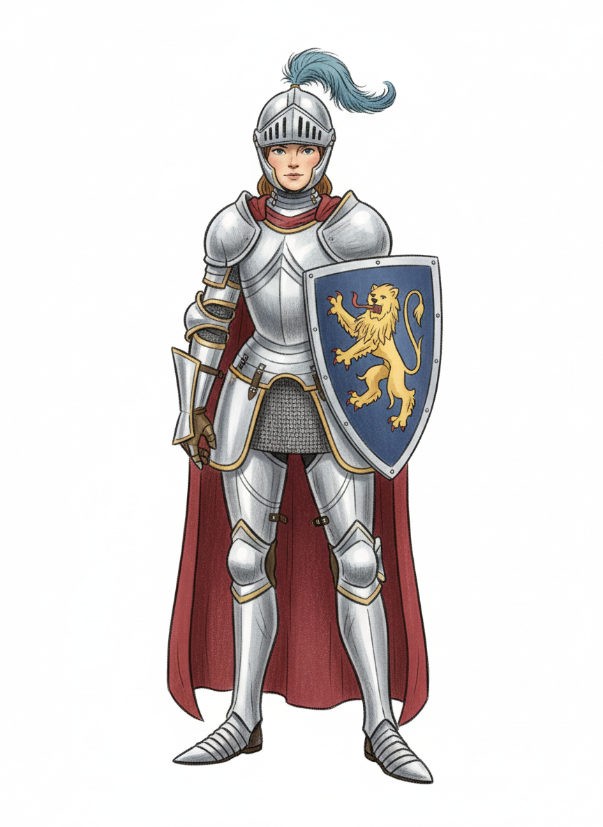 Lady Steel the Female Knight - Full Colored Illustration