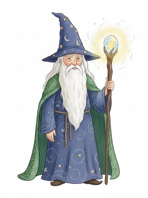 Merlin the Wise Wizard in Gentle Pencil - Full Colored Illustration